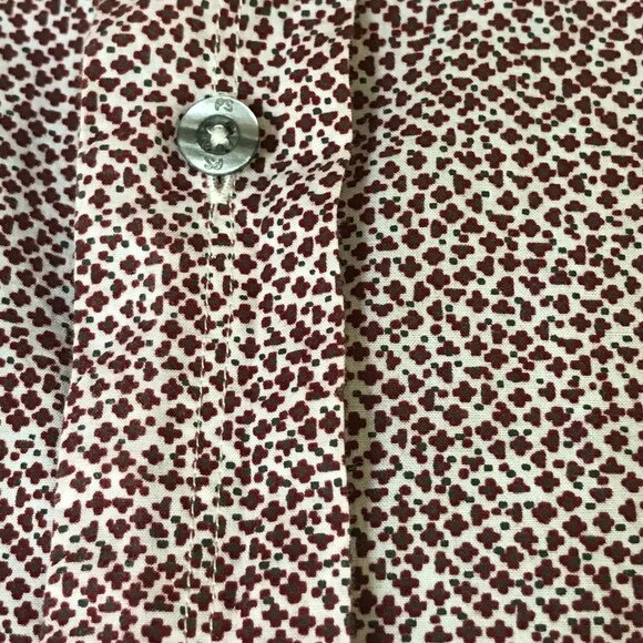 Paul Smith Vintage Shirt: Tiny Print Short Sleeve Button-Down, Magenta Cream L - Picture 7 of 10